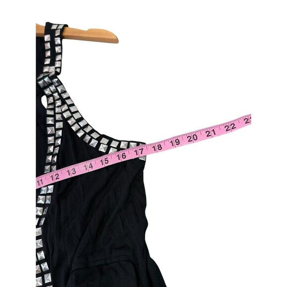Central Park West Black Jersey Knit Stud Embellished Edgy Black Vest Womens M - Picture 5 of 6